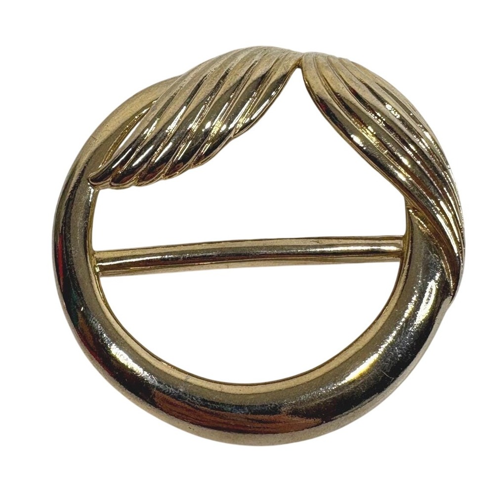 Torino Vintage Gold Tone Ribbed Wing‎ Scarf Slide T-Shirt Clip Signed Accessory